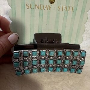 Sunday state turquoise and brown hair claw clip